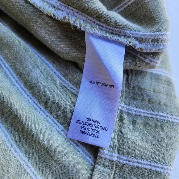 Robbie Bee Green White Stripe Strap Rayon Maxi Dress Tank Sz PM - Picture 13 of 14